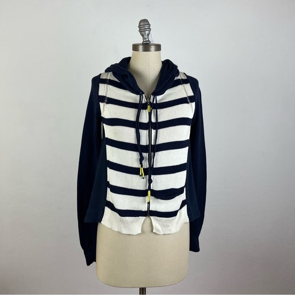 Anthropologie Moth Knit Stripe Zip Up Jacket